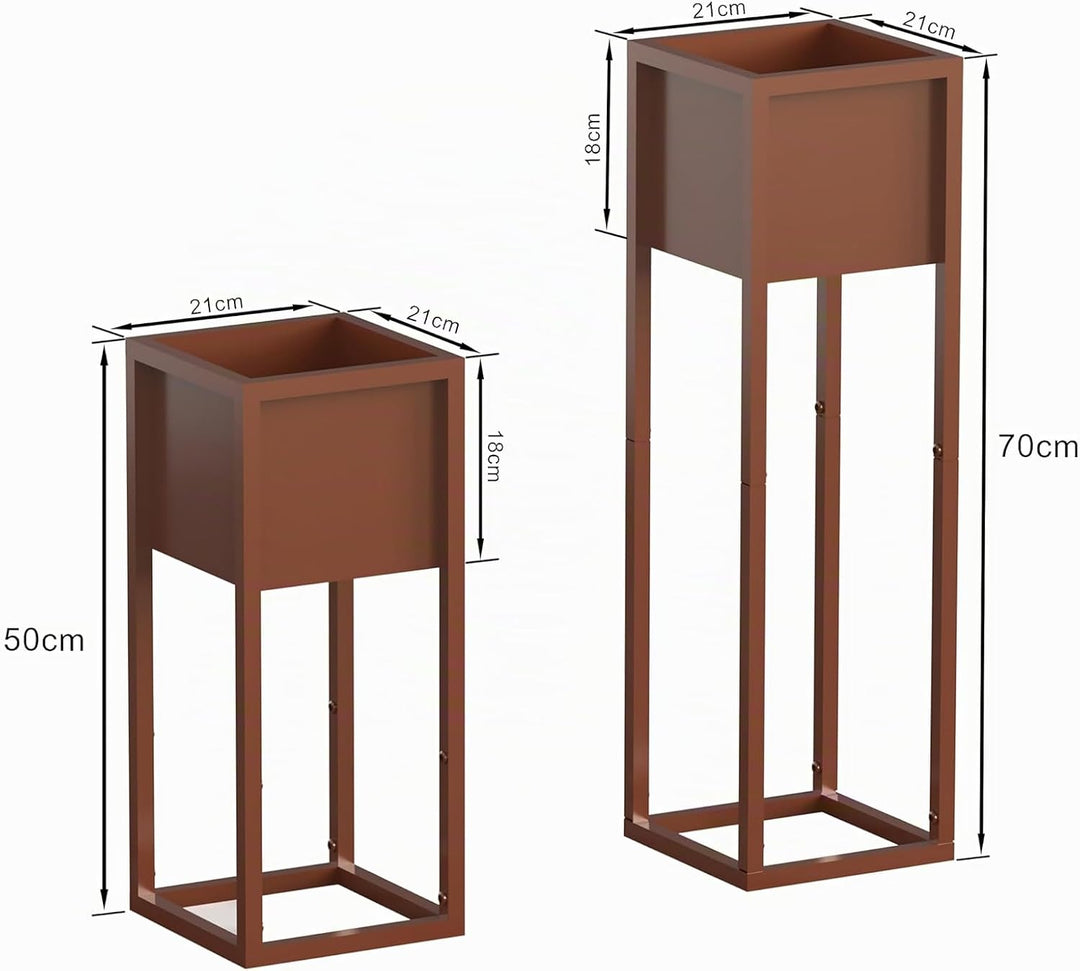 Metall Blumentopf 2er Set Blumenständer Indoor Blumenkasten Outdoor Pflanzentopf Übertöpfe Halter we
