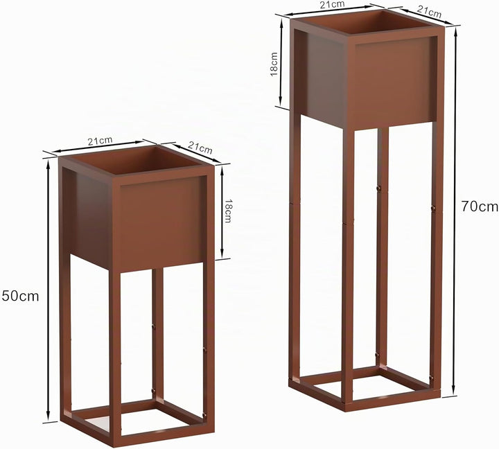 Metall Blumentopf 2er Set Blumenständer Indoor Blumenkasten Outdoor Pflanzentopf Übertöpfe Halter we