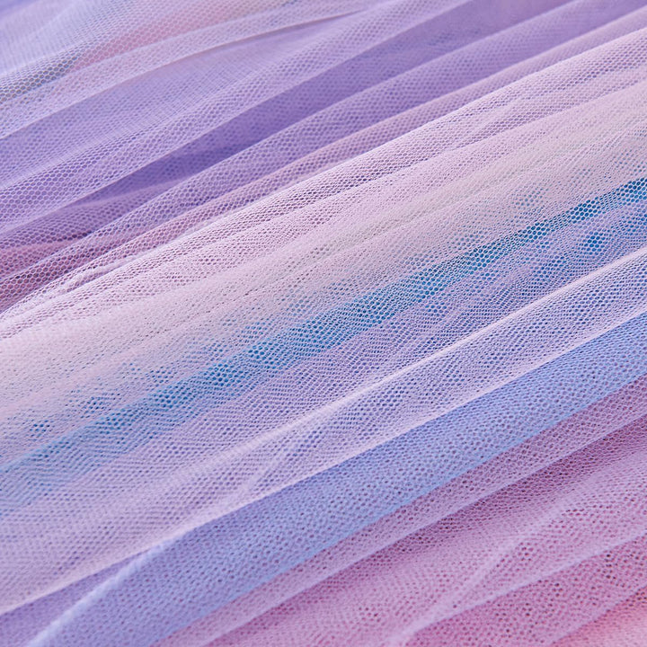 Princess Rainbow Bed Canopy with LED Light Colorful Mesh Stitching Mosquito Net Princess Dome Mesh B