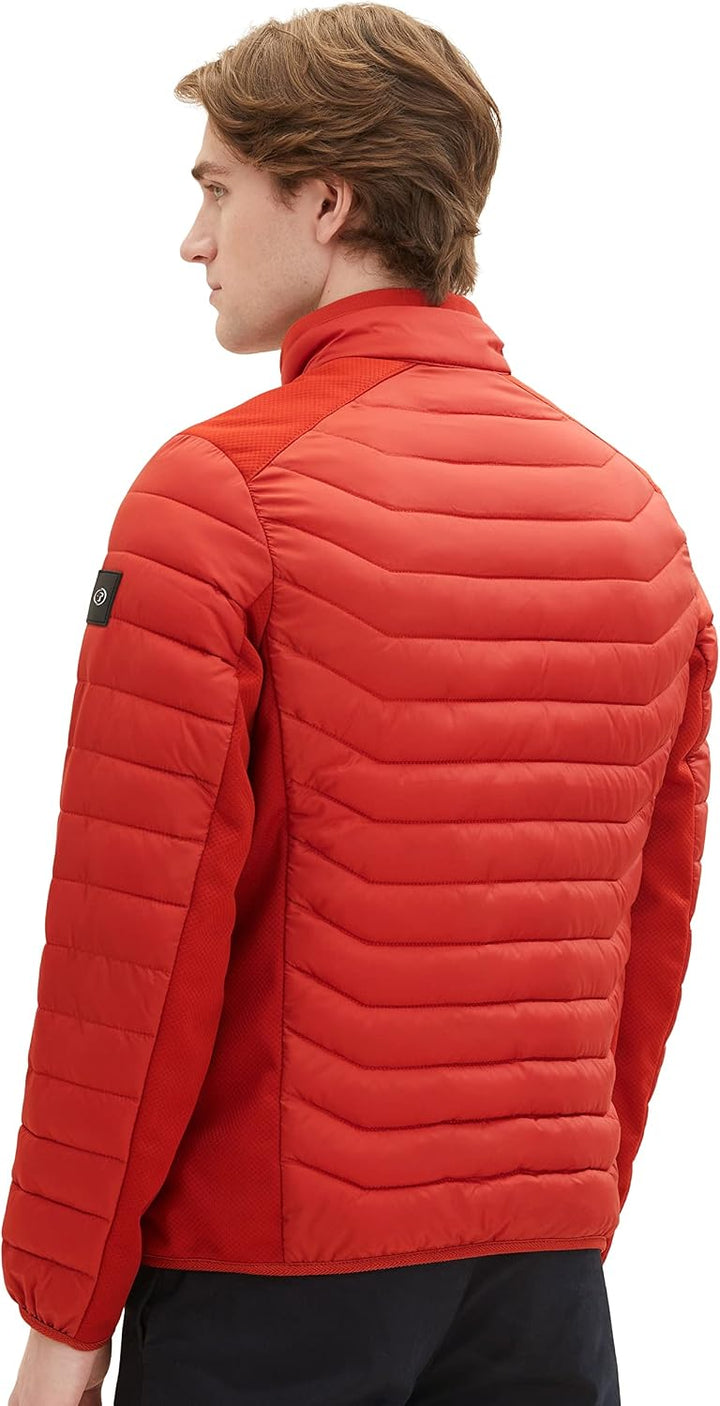 TOM TAILOR Herren 1038606 Hybrid Steppjacke mit Stehkragen (1er Pack) L 13722 - Rooibos Orange, L 13