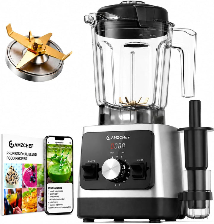 AMZCHEF Smoothie Maker 1800W Standmixer Blender, Hochleistungsmixer mit 2L Tritan-Behälter (BPA-frei