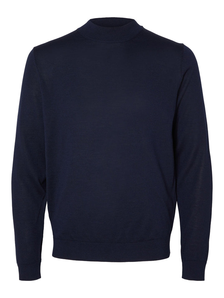 SELETED HOMME Herren Slhtown Merino Coolmax Knit Mock B Noos Pullover L Navy Blazer/Detail:melange,