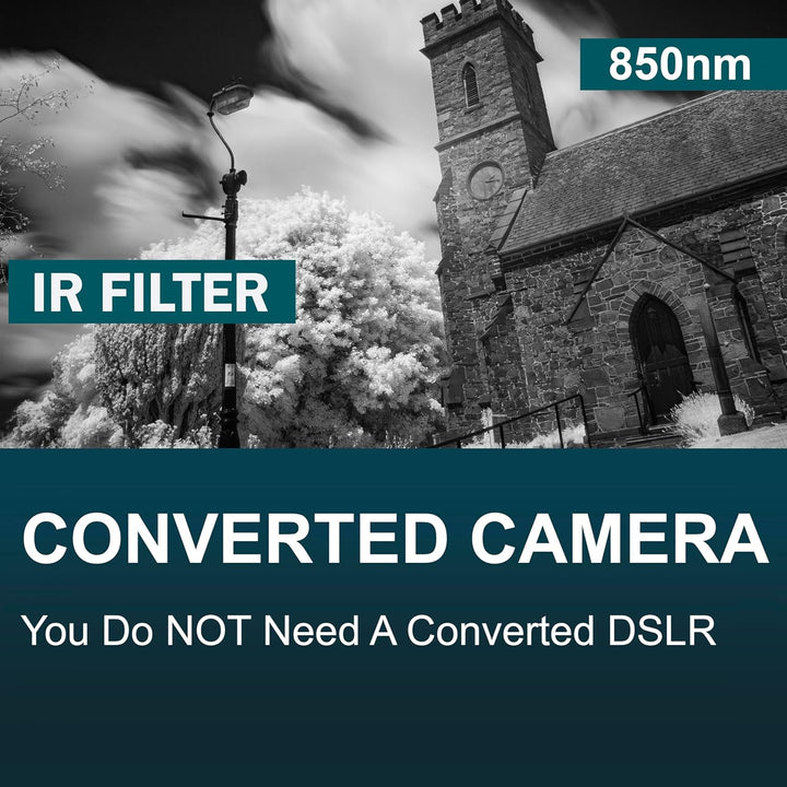 52mm Objektivfilter - R95 Infrarot IR 950nm Langpassfilter für DSLR & SLR - kontrastreiche Schwarz-W
