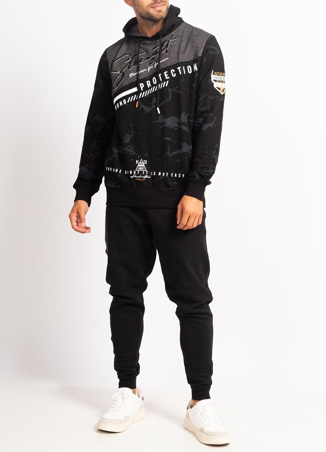 Subliminal Mode Herren-Kapuzen-Sweatshirt, langärmlig, zweifarbig, mit Tasche, lässiger Stil, Basic,