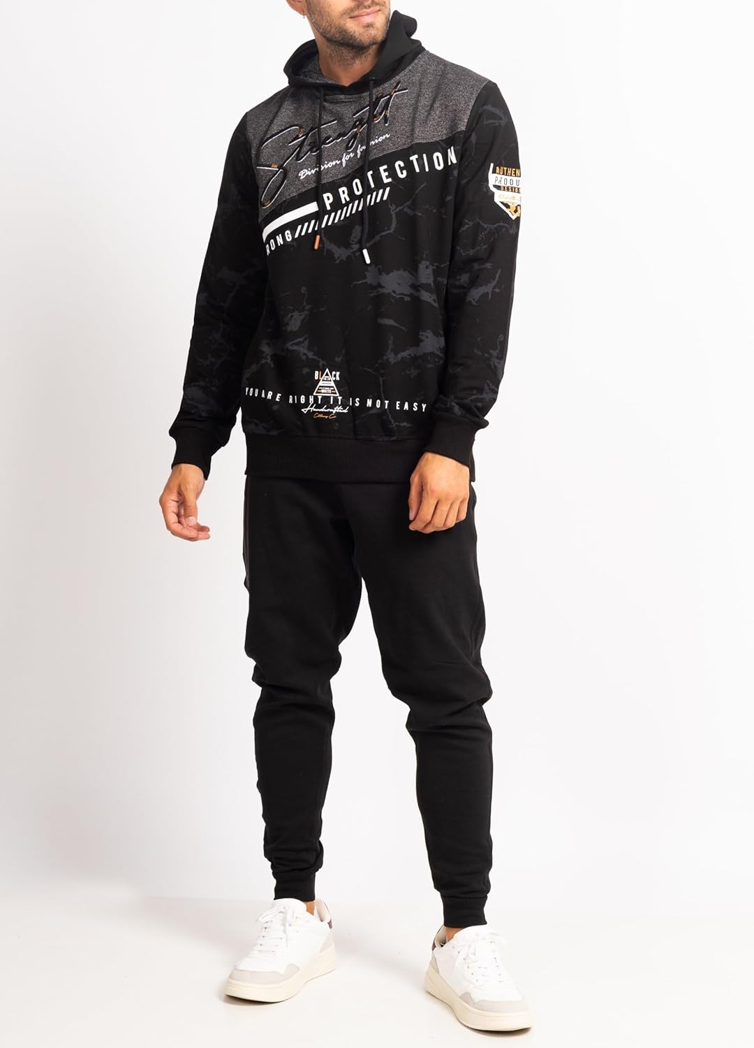 Subliminal Mode Herren-Kapuzen-Sweatshirt, langärmlig, zweifarbig, mit Tasche, lässiger Stil, Basic,
