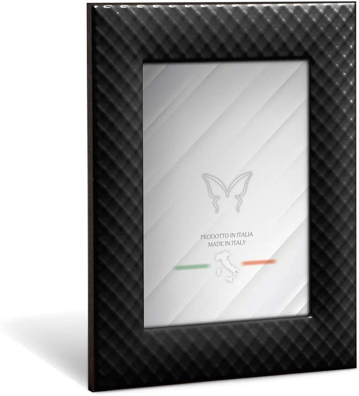 Mareli Bilderrahmen für den Tisch, Emailliertes Metall mit Geflecht Typ Netz, Schwarz, Adatta a Foto