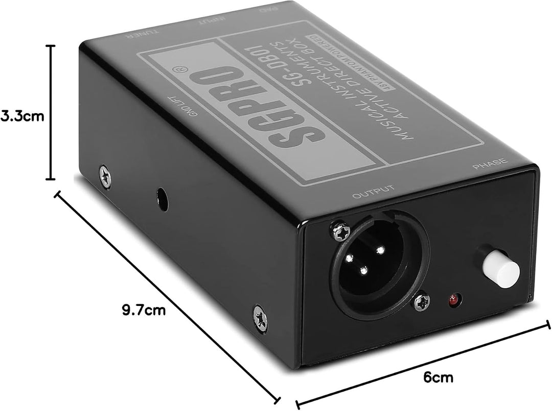 SGPRO Active Direct Box, DI-Box zur Aufnahme von Signalen für Musikinstrumente wie Gitarre und Bassg