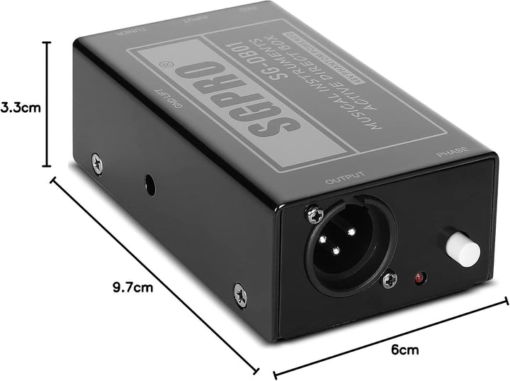 SGPRO Active Direct Box, DI-Box zur Aufnahme von Signalen für Musikinstrumente wie Gitarre und Bassg