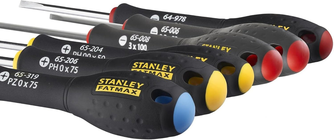 Stanley FatMax Instrumenten-Set 6-teilig (Parallel 2.5/3/3 PH 00/0 PZ0, weiches Griffende, Chrom-Van