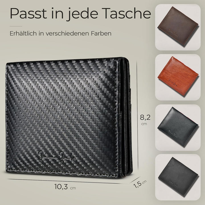 Jaimie Jacobs Flap Boy AirTag Edition Magic Wallet mit Münzfach Echtleder (Carbon mit Rot), Carbon m
