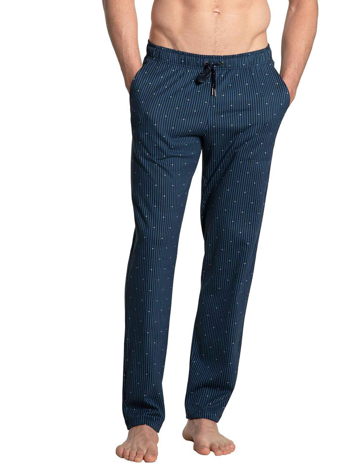 CALIDA Remix Basic Sleep Hose Herren, 100% Baumwolle, mit Seitentaschen Indian Blue 56, Indian Blue