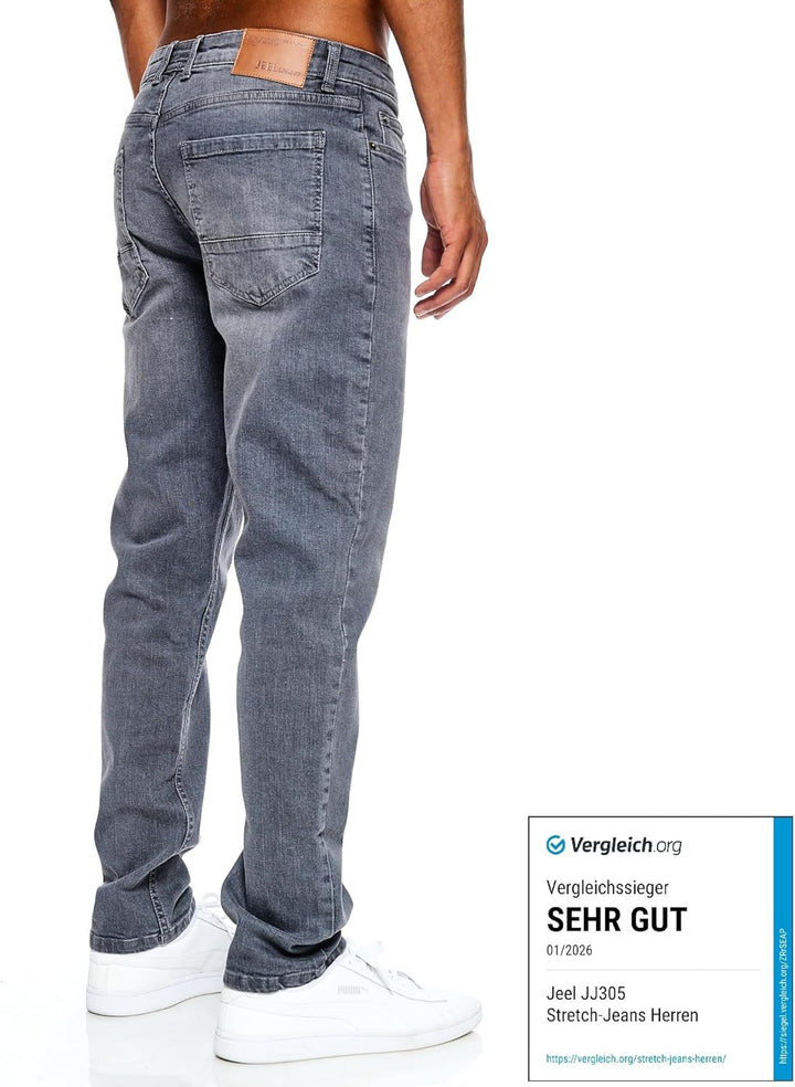 JEEL Herren-Jeans - Regular-Fit Straight-Cut - Stretch - Jeans-Hose Basic Washed 29W / 34L 04-grau,