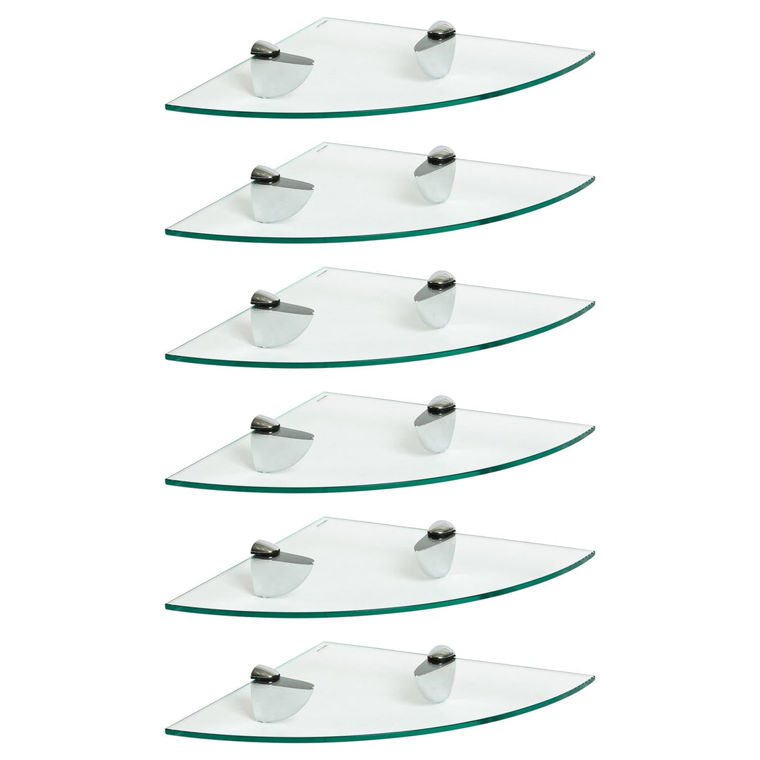 Harbour Housewares 6X Klar 30cm Schwebende Eckregale aus Glas - Badezimmer Dusche Küche Regale Lager