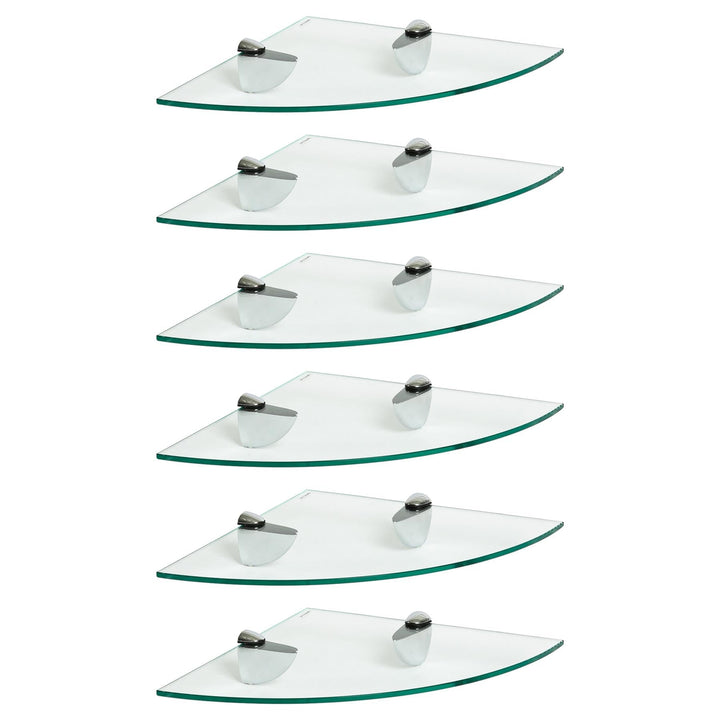 Harbour Housewares 6X Klar 30cm Schwebende Eckregale aus Glas - Badezimmer Dusche Küche Regale Lager