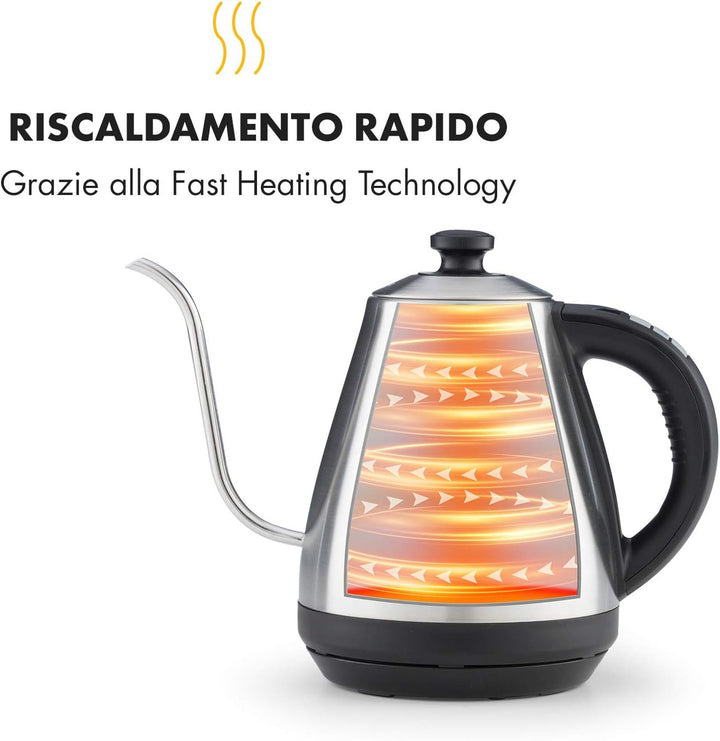 Klarstein Garcon Wasserkocher - Teekocher, 1 L, 2000 W, Warmhaltefunktion, gradgenaue Temperatureins
