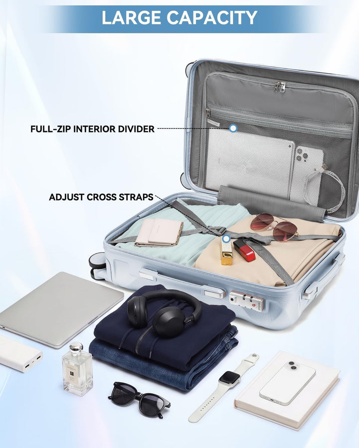 Sea choice Handgepäck Koffer Trolley ABS Leicht Reisekoffer Hardschale 4 Rollen und TSA Schloss Mit
