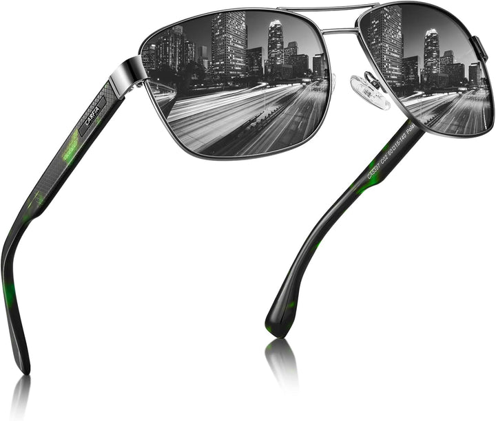 CARFIA Pilotenbrille Sonnenbrille Herren UV400 polarisierte Sportbrille mit ultraleichtem Metallrahm