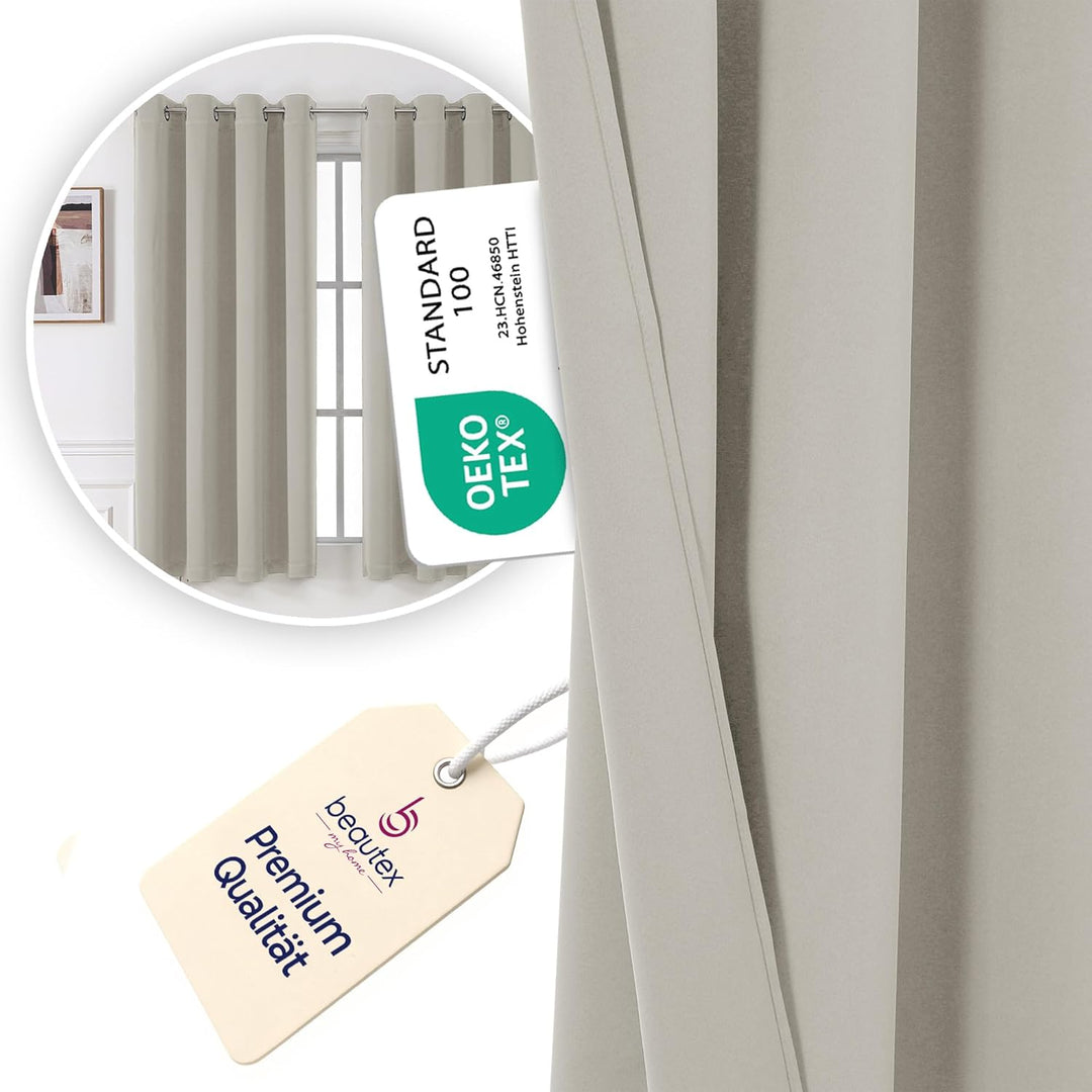 BEAUTEX Verdunkelungsgardine mit Ösen, Blackout Ösenschal Blickdicht abdunkelnd, Grösse und Farbe wä