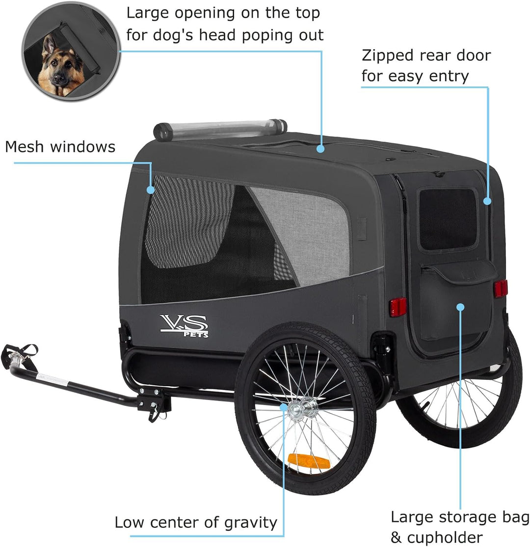 Tiggo VS Pets L Hundeanhänger gross Fahrradanhänger für mittelgrosse und grosse Hunde bis 35 kg, Kla