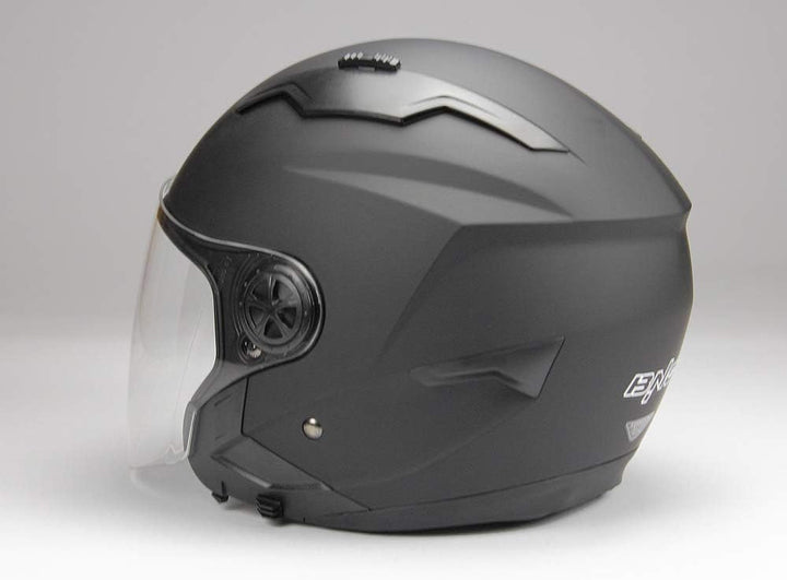 BNO Jethelm mit Langvisier Jet300 Motorradhelm Roller Helm Schutzhelm Matt Schwarz (S-XXL) (S), S