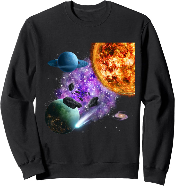 Weltraum Galaxie Motiv Universum Planeten Sonne Sonnensystem Sweatshirt