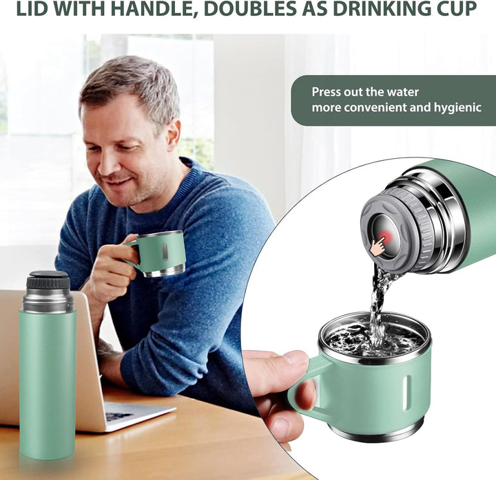 Thermosflasche, Trinkflasche Edelstahl HäLt 10 Stunden Heiss und Kalt, Isolierflasche 500Ml mit Ausl