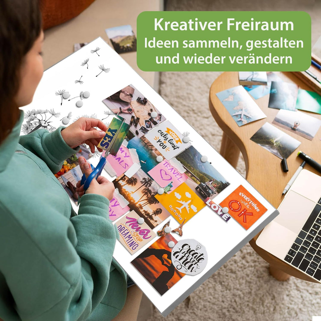 banjado Magnettafel Metall 78 x 37cm - beschreibbare Magnettafel - Metall Pinnwand als Memoboard - M
