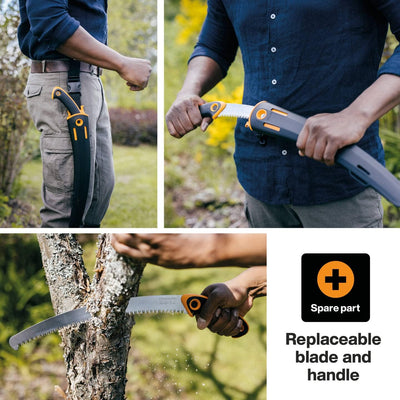 Fiskars Profi Handsäge für frisches Holz, Grobzahnung, Hochwertiges Stahl-Sägeblatt, Inklusive Aufbe