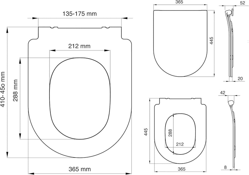 Tiger Tune WC-Sitz, Toilettensitz mit Absenkautomatik und Easy-Clean-Funktion, D-Form, Duroplast, Fa