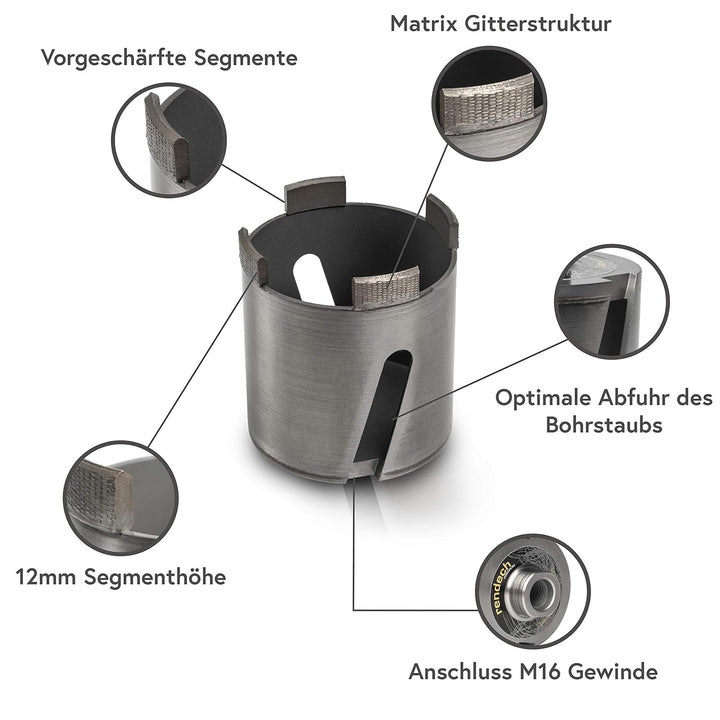 Bohrkrone 82mm für Steckdosen - Diamant Dosenbohrer 82mm Mauerwerk, Beton, Ziegel, KS Stein uvm | re