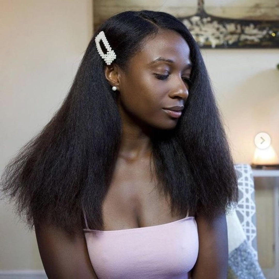 Echthaar Perücke V Part Wig Kinky Straight Human Hair No Leave Out Glueless Wigs Human Hair Pre Pluc