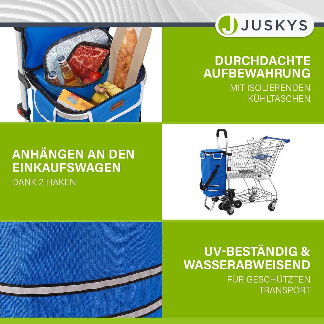 Juskys 3in1 Einkaufstrolley für Treppen - 56 L, modern & klappbar - Treppensteiger Trolley zum Shopp
