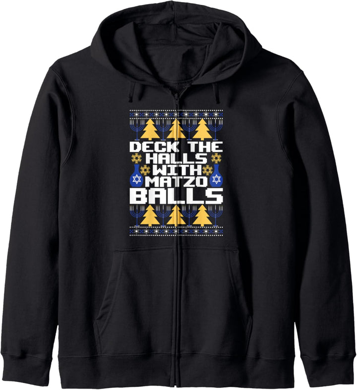 Funny Hanukkah Gifts Ugly Christmas Matzo Balls Holiday Kapuzenjacke