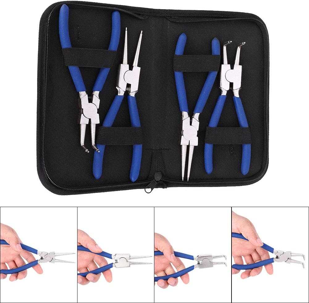 Sprengringzangen Satz 4-tlg mit 90° abgewinkelte und gerade 17,8 cm Rostschutz Sicherungszange für A