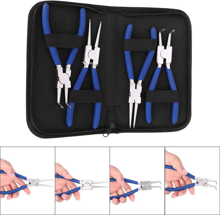 Sprengringzangen Satz 4-tlg mit 90° abgewinkelte und gerade 17,8 cm Rostschutz Sicherungszange für A