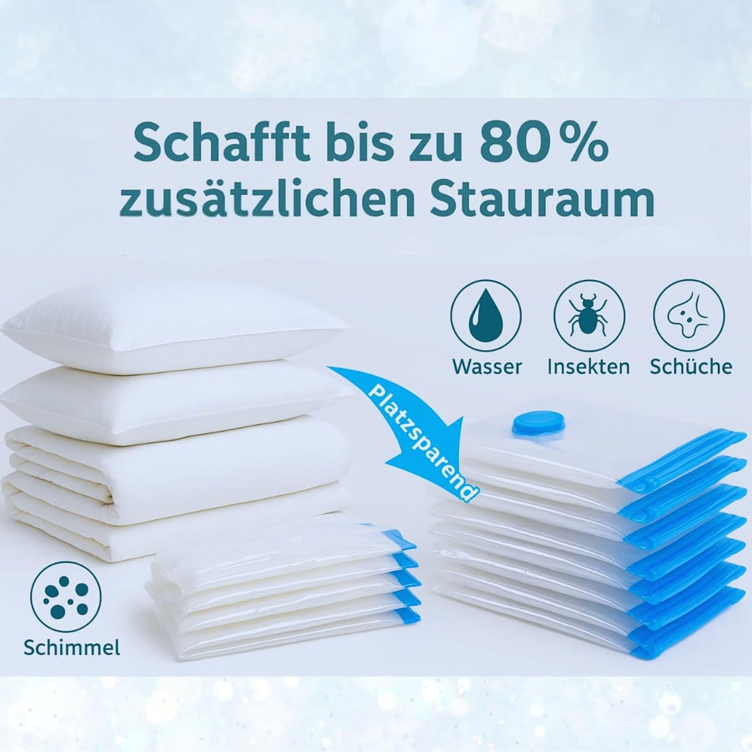 Vakuumbeutel-Set 6× M 60x40 + el. Pumpe mit elektrischer Pumpe – Aufbewahrungsbeutel für Kleidung, B