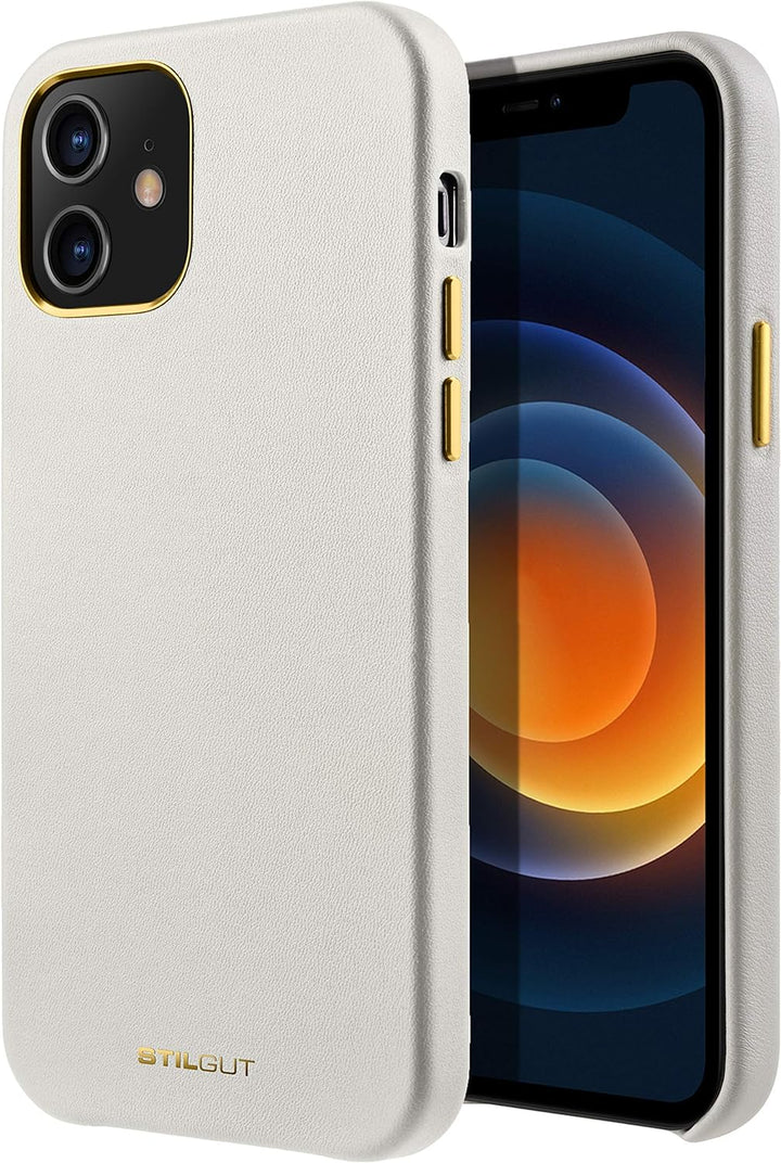 STILGUT Cover kompatibel mit iPhone 12 Mini Case aus Leder, Lederhülle, Hülle aus Leder, Ledercase -