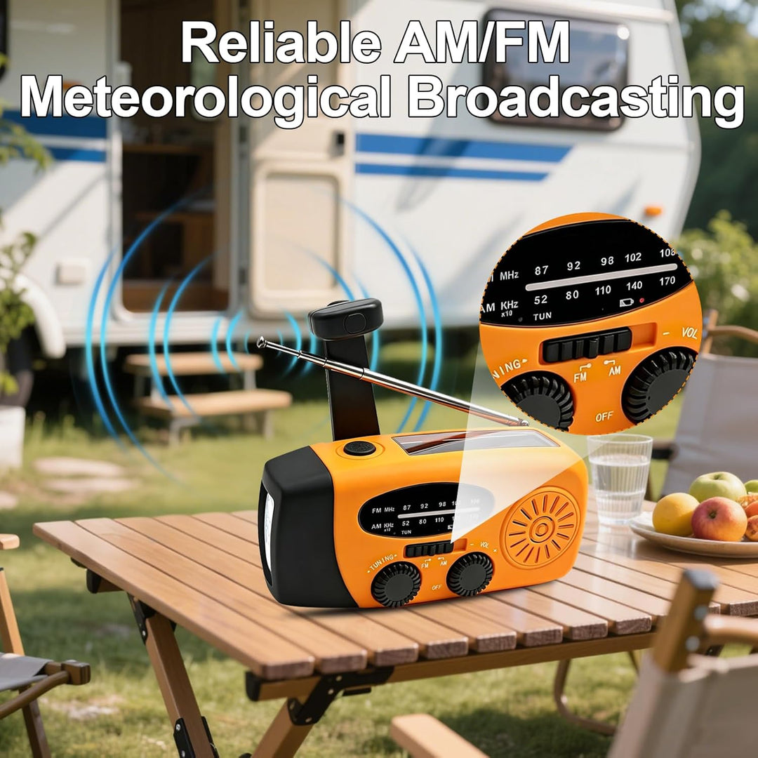 Notfall Kurbel Radio mit Solar 3 leistungsstarken LED Taschenlampe 2000mAh Akku Solar Batterie Power