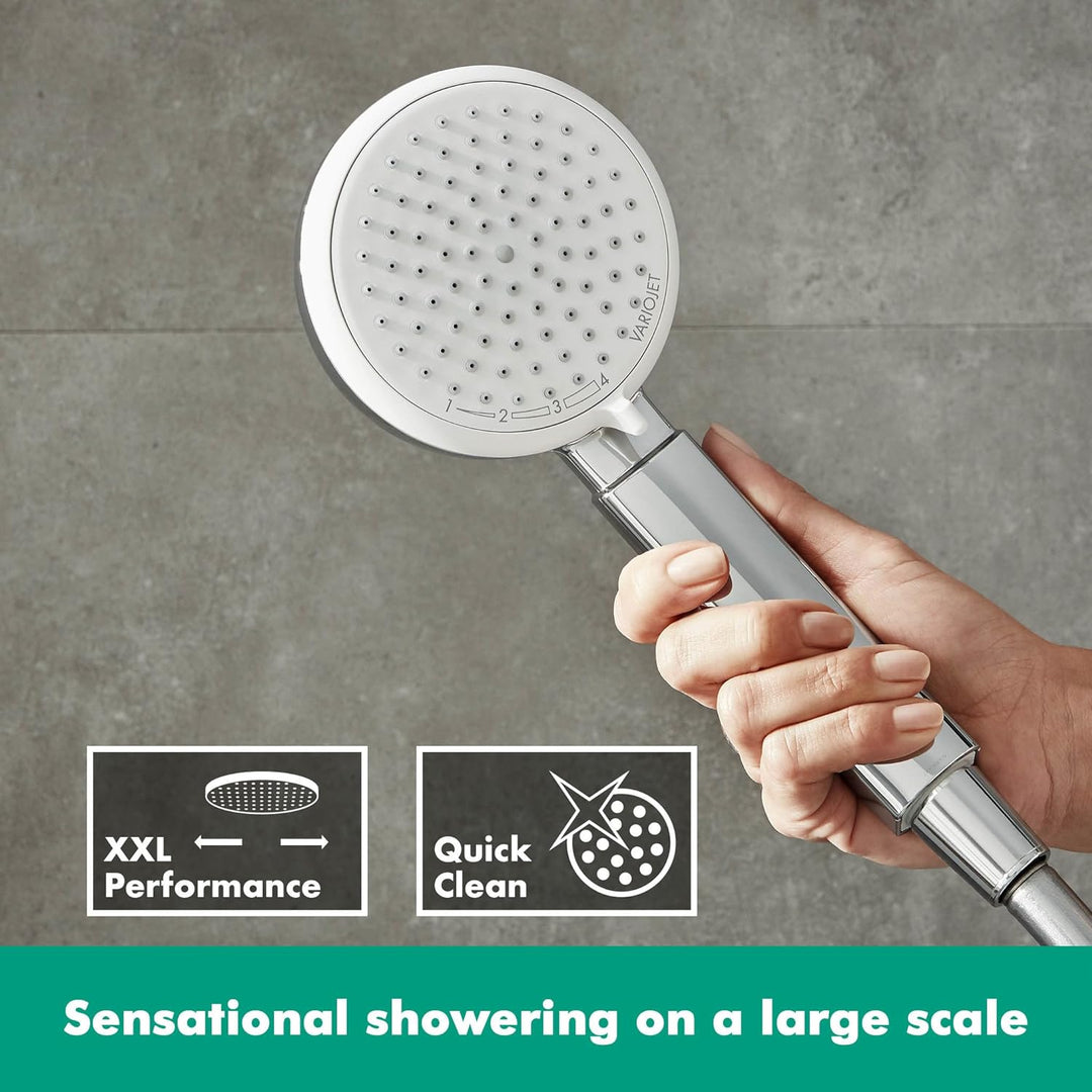 hansgrohe wassersparender Duschkopf Crometta 100, Duschbrause, 4 Strahlarten, Antikalk-Funktion, Wei