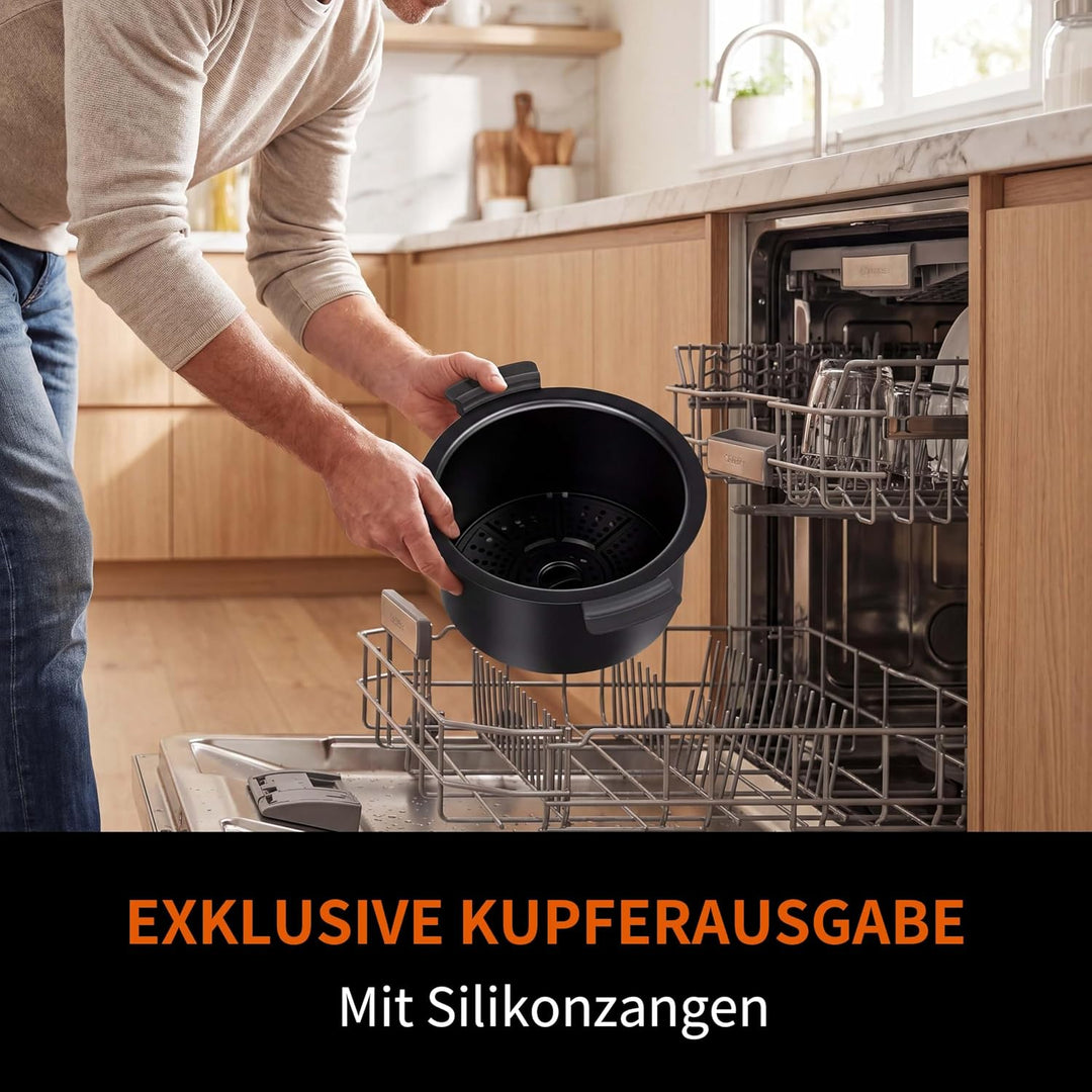 Heissluftfritteuse Airfryer, 5.5L, herausnehmbare Glasbehälter & Deckel, beleuchtetes Sichtfenster,