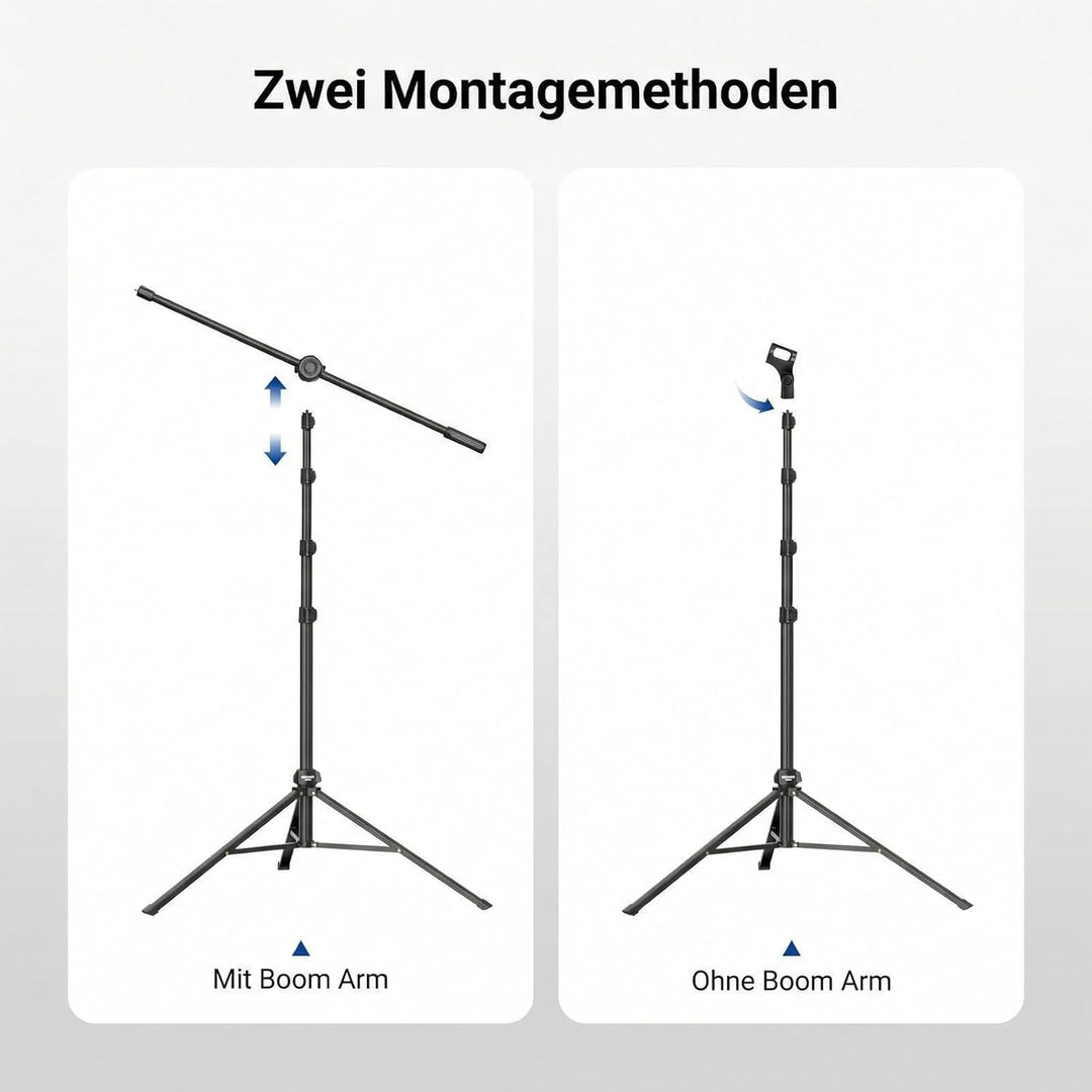 NEEWER Microphone Stand, Mikrofonständer Stativ mit Boom Arm, robuster verstellbarer Ständer und Arm