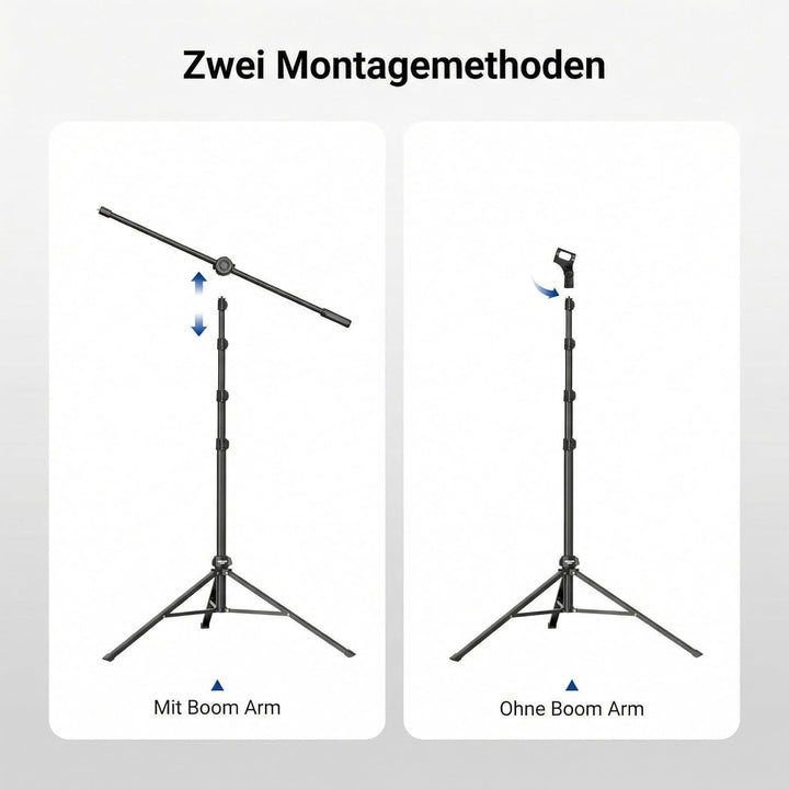 NEEWER Microphone Stand, Mikrofonständer Stativ mit Boom Arm, robuster verstellbarer Ständer und Arm