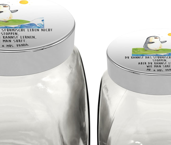 Mr. & Mrs. Panda keksdose glas Pinguin Surfer XL 2000ml - Geschenk, Teedose, Urlaub, Portugal, Vorra
