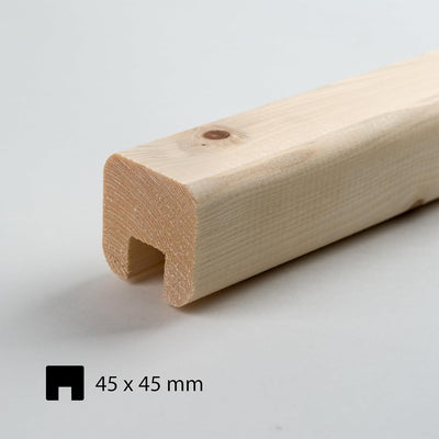 Brüstungsgeländer aus Holz | Unbehandelte Fichte | Grundeinheit 200 cm | Rechteckstab inklusive 1 Pf