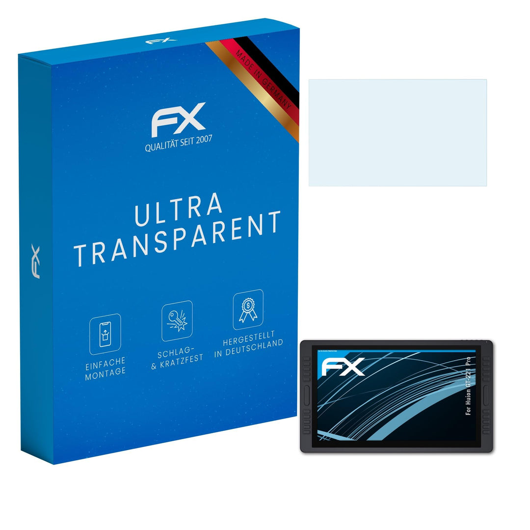 atFoliX Schutzfolie kompatibel mit Huion GT-221 Pro Folie, ultraklare FX Displayschutzfolie (2X)