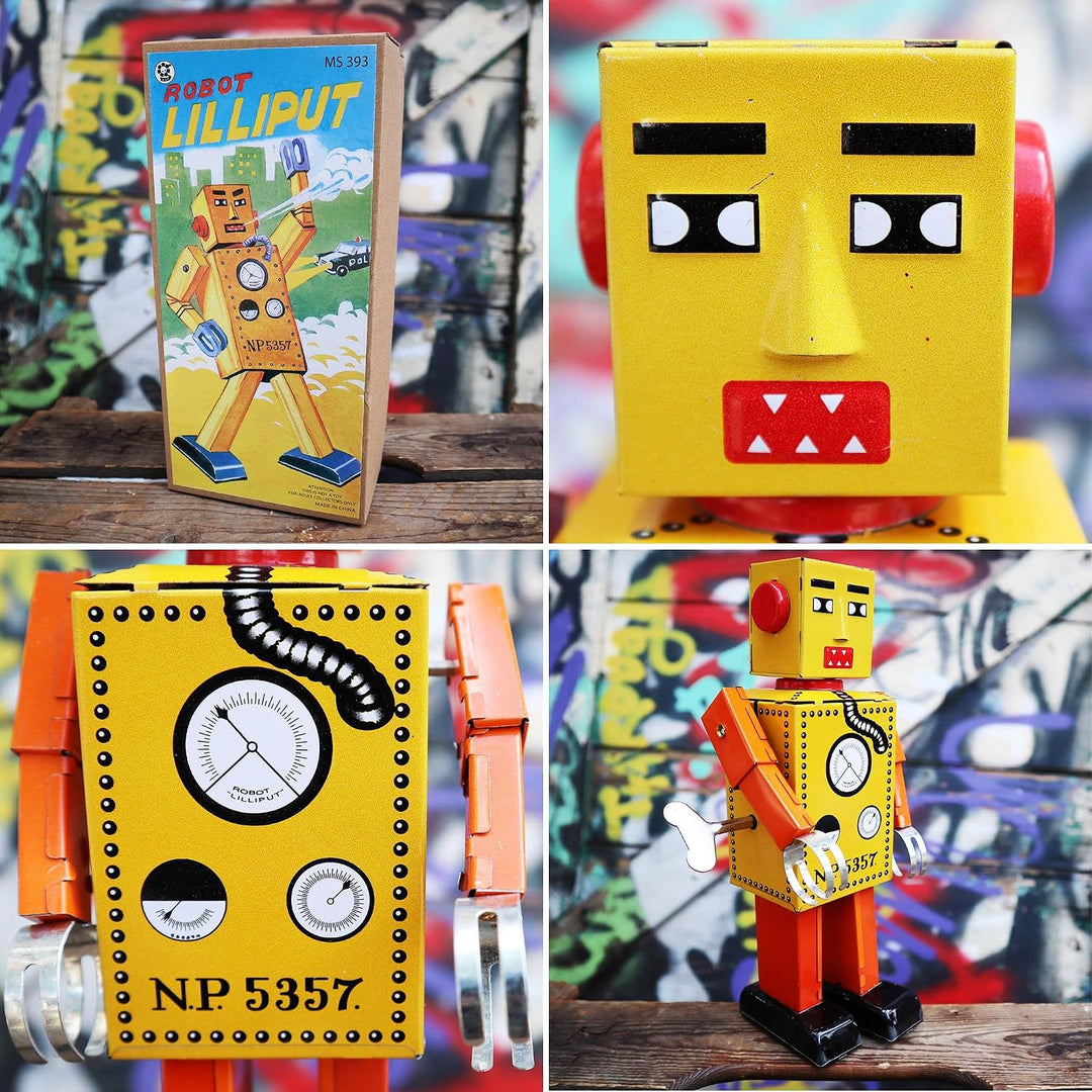 Freak Scene Superfreak Roboter - Roboter Liliput - Blechroboter - Retro Blechspielzeug Gelb, Gelb