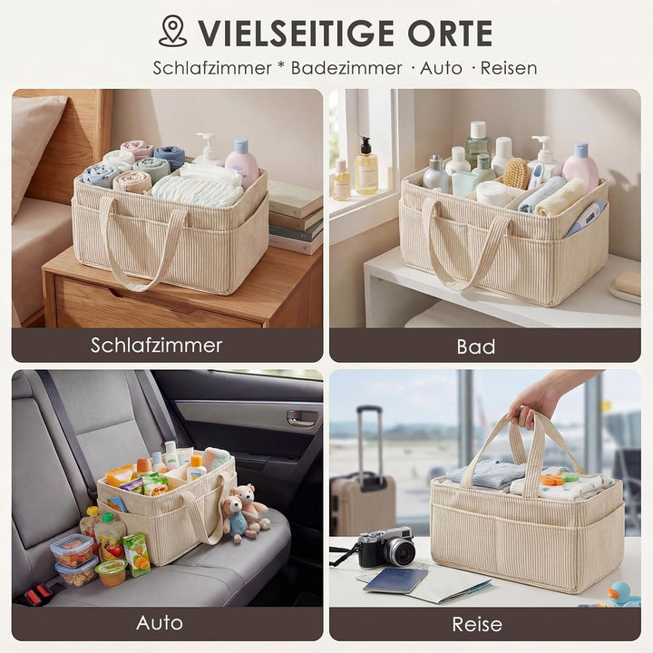 Wickeltisch Organizer, Wickelkorb für die Wickelstation,Cord Stilvoller Wickelorganizer für Babybeda