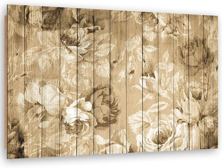Feeby Dekobild Blumen Deko Wand Kunstdruck rustikal Braun 70x50 cm Deko Paneel 70x50 cm Braun_a, Dek