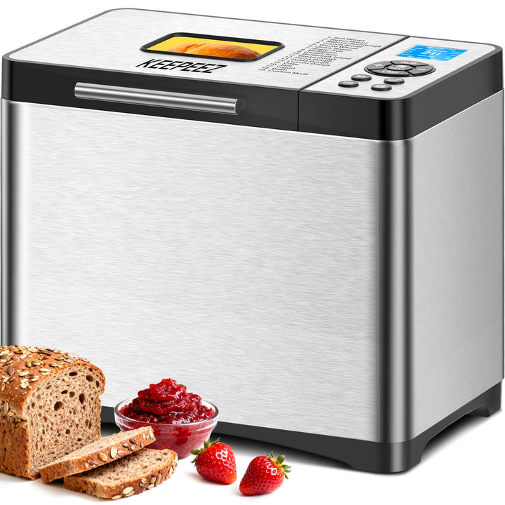 Brotbackautomat 1kg Edelstahl mit Keramikpfanne, 19 Automatischer Programme inkl. individuell progra
