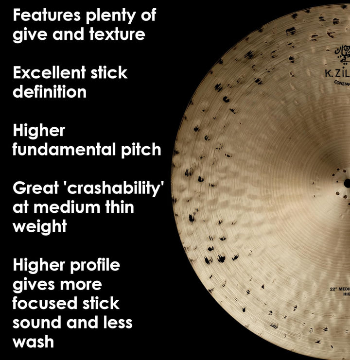Zildjian K' Constantinople Ride 22", Medium Thin, High Medium thin high ride 22"